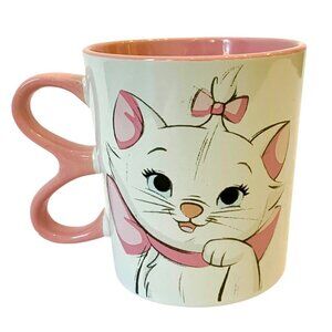 Disney The Aristocats Marie Kitty Cat w/ Bow Handle White Pink 14oz Ceramic Mug